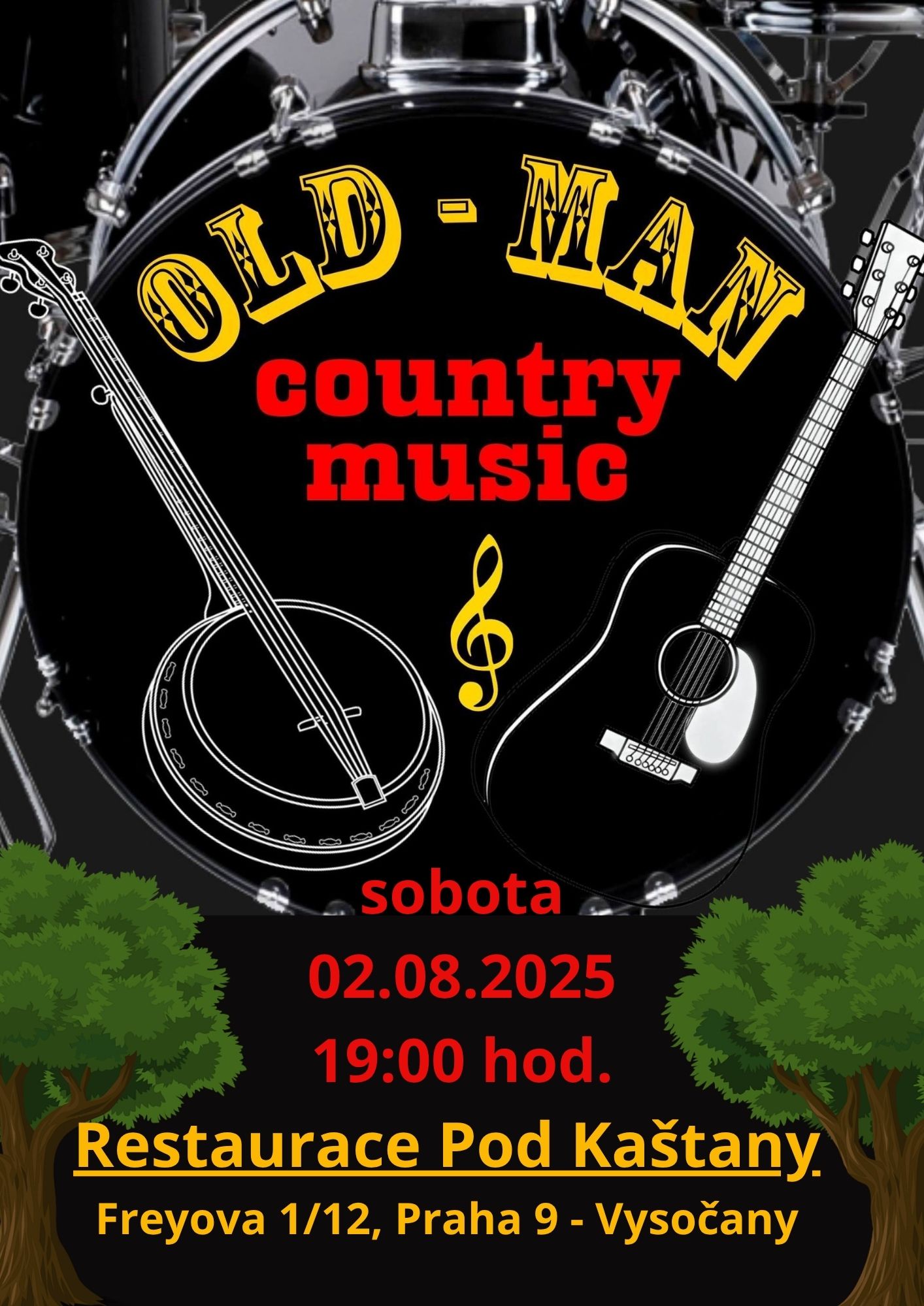 Country večer s kapelou OLD-MAN v restauraci Pod Kaštany-U Balbínů,Freyova 1/12 Praha Vysočany,,,