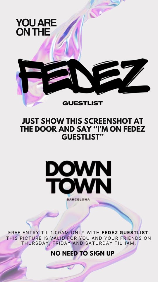 EVERY SATURDAY – FREE PASS AND SKIP LINE WITH FEDEZ GUESTLIST 🎉