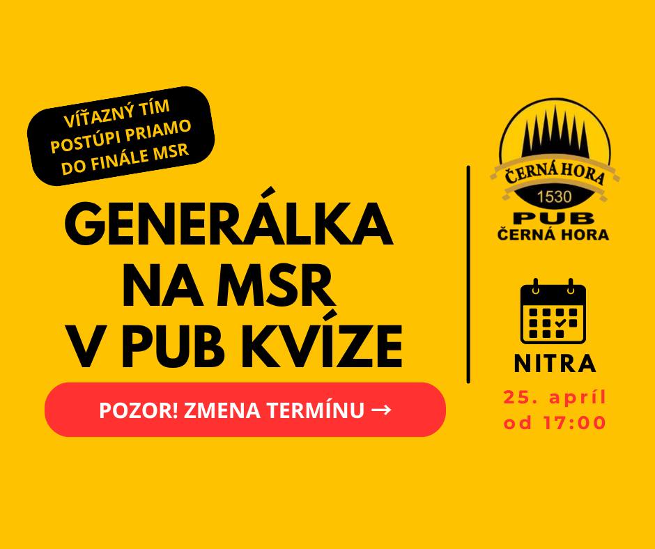 Generálka na MSR v pub kvíze - Nitra (zmena termínu)