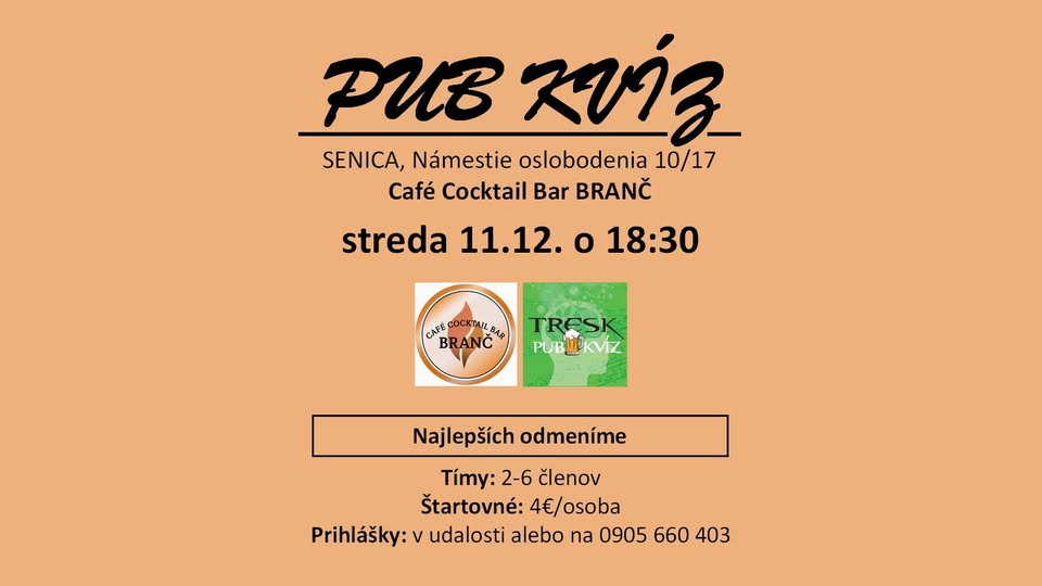 Senica - Café Branč kvíz PRE KAŽDÉHO