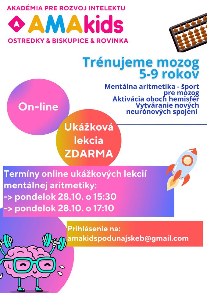 Online ukážková lekcia mentálnej aritmetiky s Akadémiou pre rozvoj intelektu Amakids