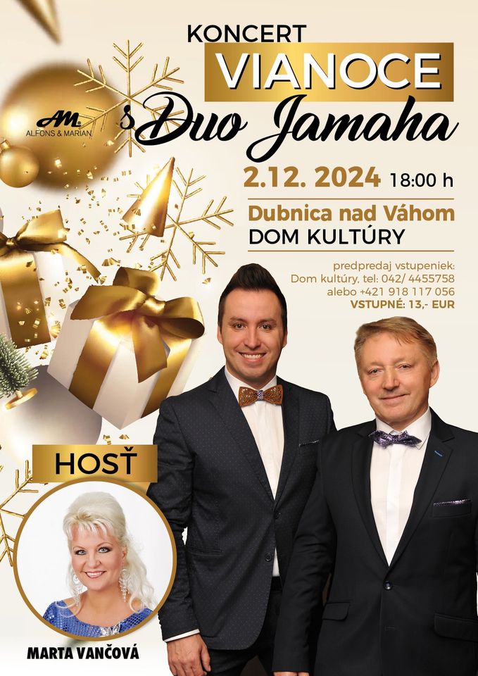 Vianočný koncert DUO JAMAHA v Dubnici nad Váhom - hosť Marta Vančová