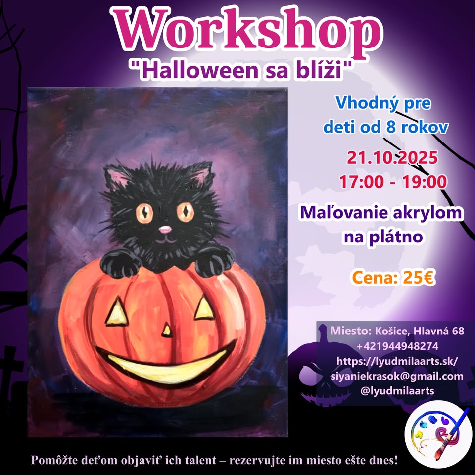 Workshop pre deti (maľovanie akrylom na plátno) „Halloween sa blíži“
