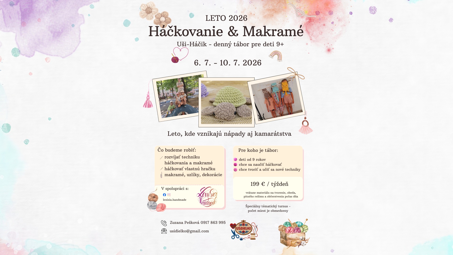 Háčkovanie & Makramé – denný tábor LETO 2026, Uši-Háčik