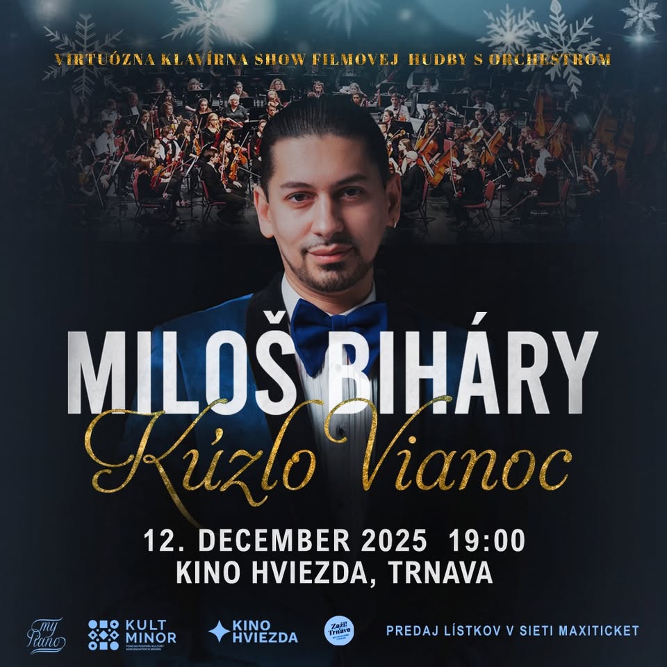 MILOŠ BIHARY ,,KÚZLO VIANOC”-Virtuózna klavírna show filmovej hudby s orchestrom
