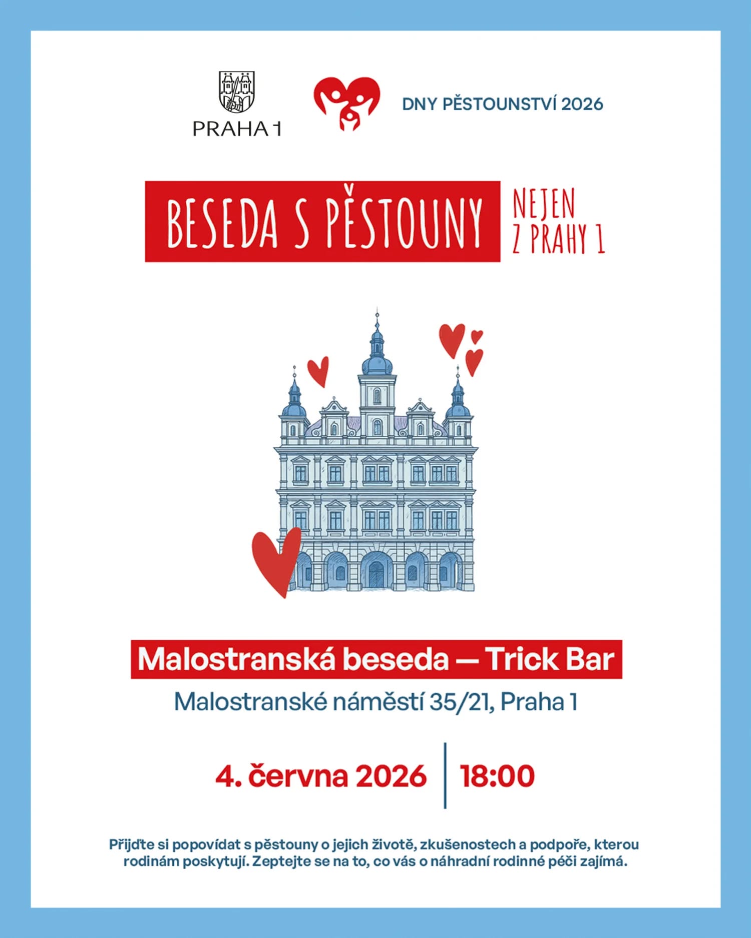 Beseda s pěstouny (nejen z Prahy 1)