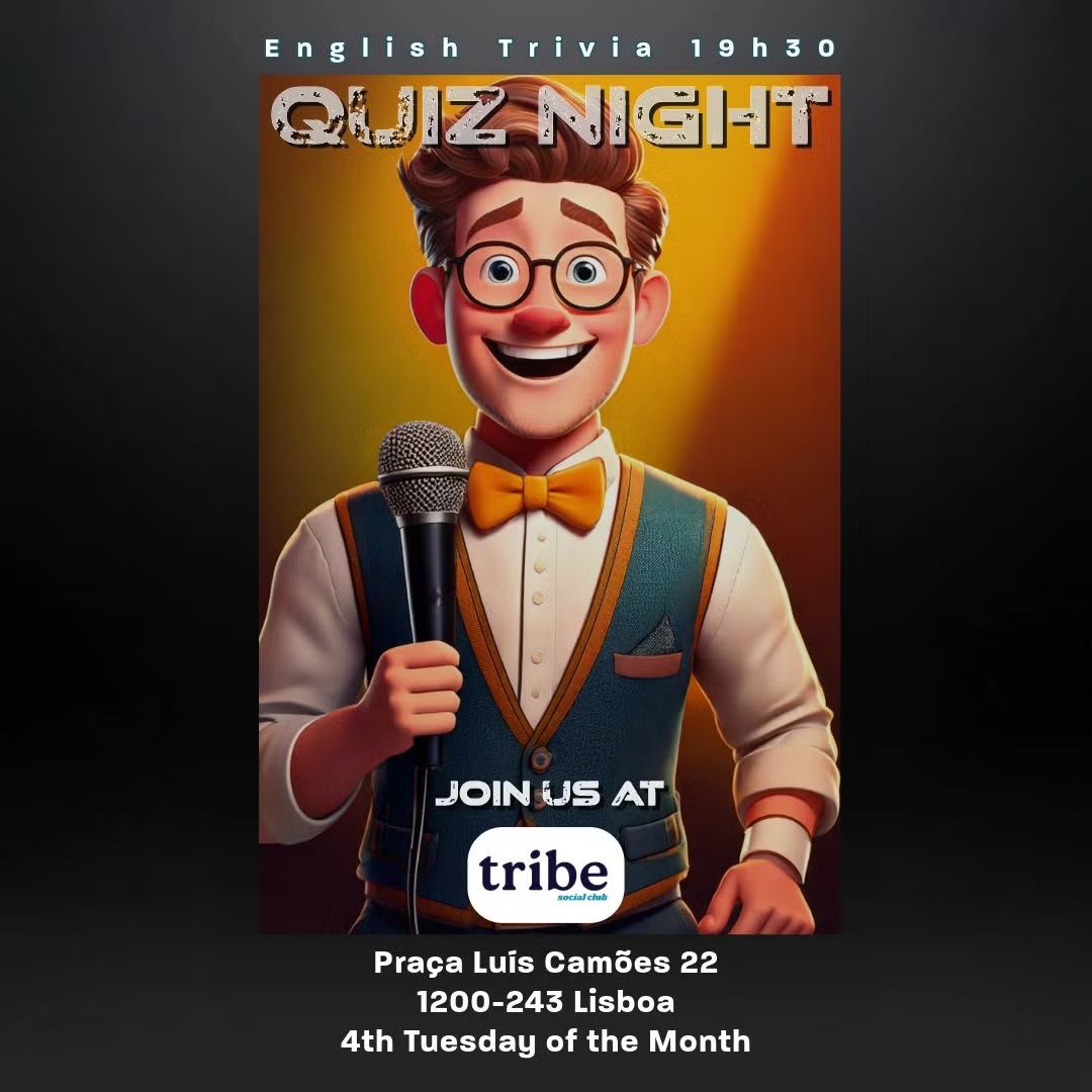 Trivia/Quiz night”English” 
🏆50€
Entry 2/4€ include a 🍷🍺🍸🍹🥃