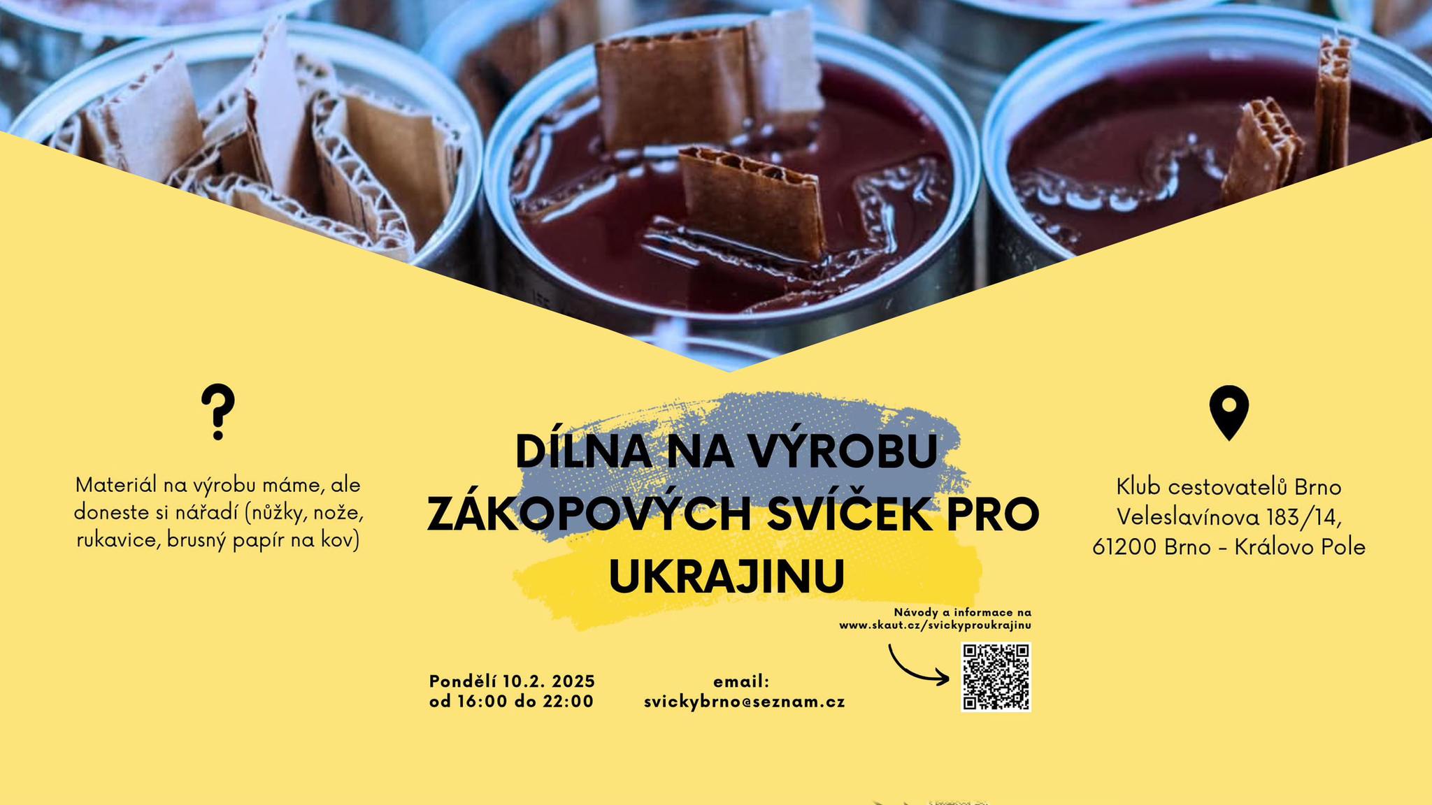 Dílna na výrobu zákopových svíček pro Ukrajinu