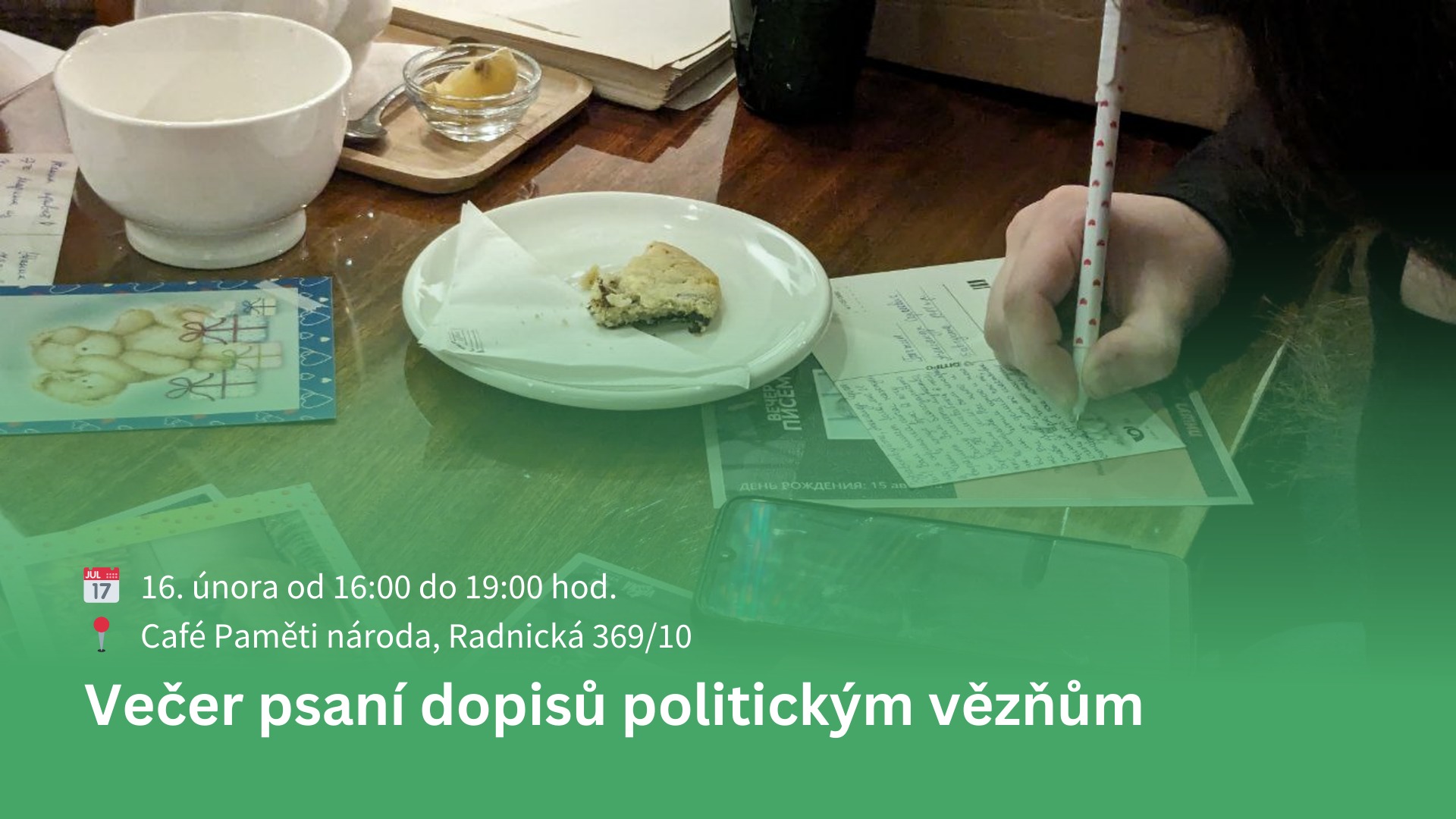 Večer psaní dopisů politickým vězňům Brno / Вечер писем политическим заключенным Брно