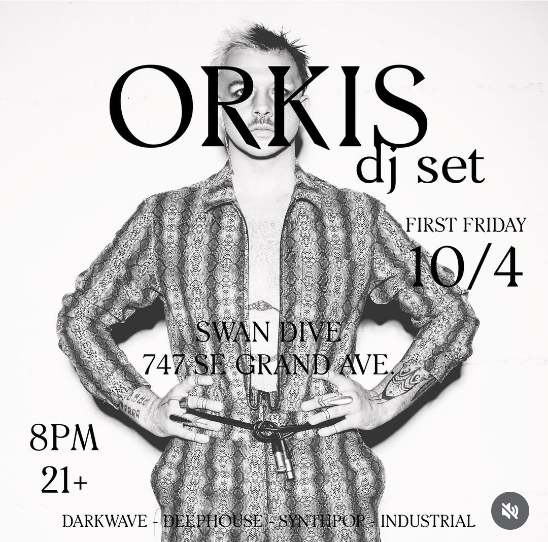 DJ Orkis First Fridays. Darkwave. Deephouse. Synthpop