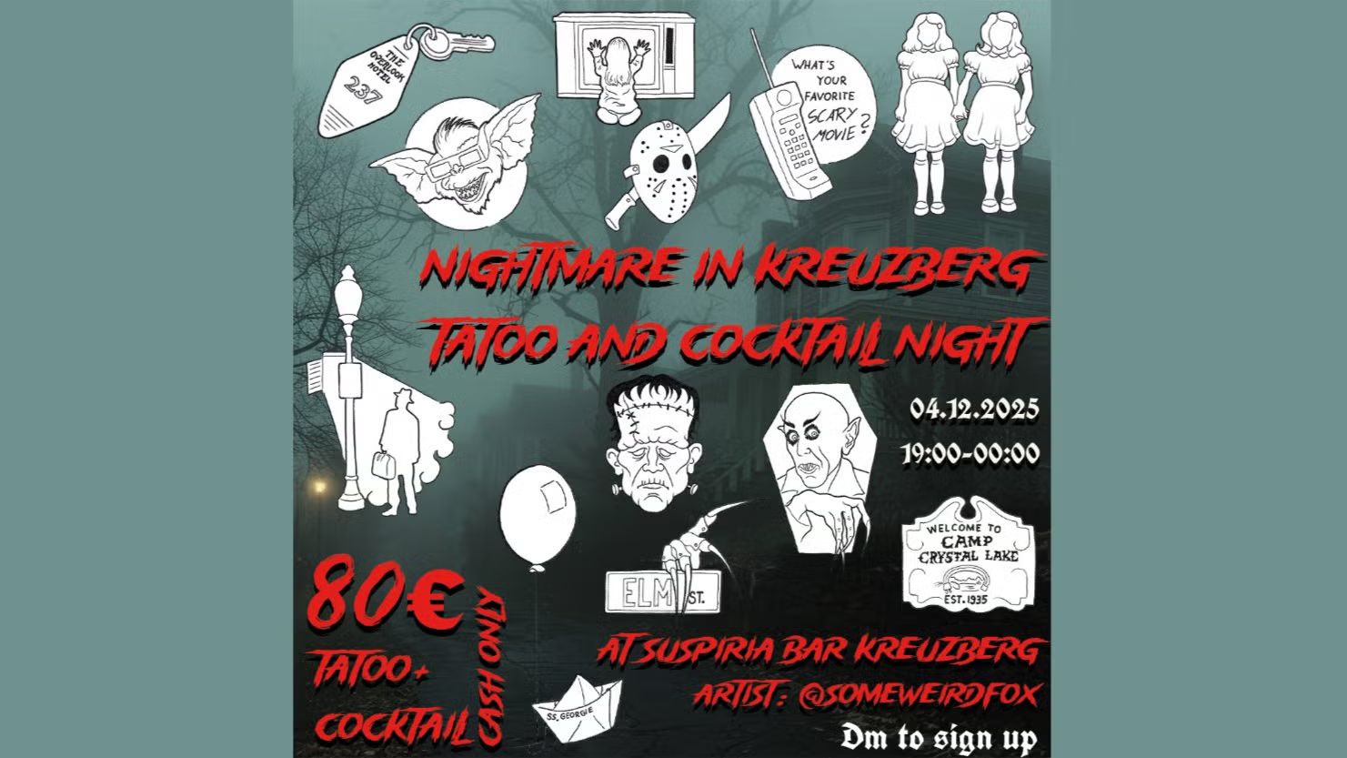 Horror-Themed Flash Tattoo Night 🕷️