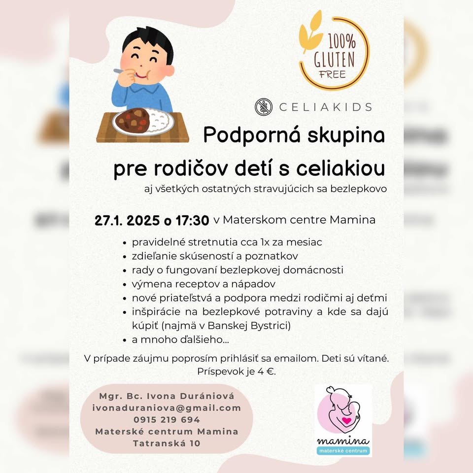 Podporná skupina pre rodičov detí s celiakiou