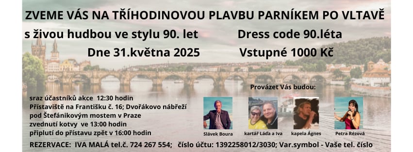 Tříhodinová plavba parníkem po Vltavě