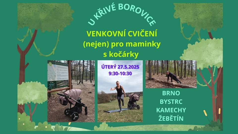 🌳🌞VENKOVNÍ CVIČENÍ (nejen) pro maminky s kočárky U KŘIVÉ BOROVICE -> Brno Bystrc, Kamechy, Žebětín
