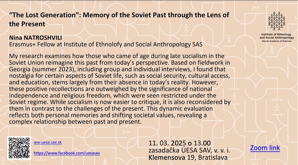 Nina NATROSHVILI: The Lost Generation”: Memory of the Soviet Past through the Lens of  the Present