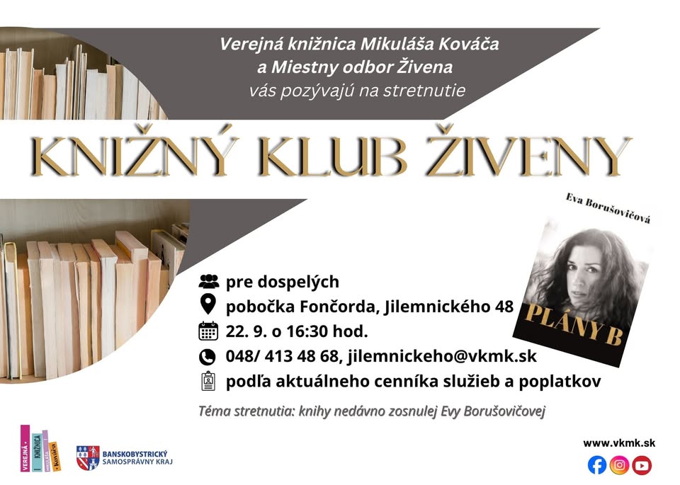 Knižný klub Živeny 22.9.2025