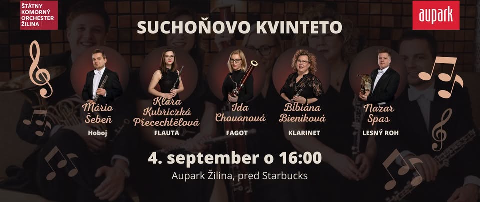 Výnimočné hudobné popoludnie so ŠKO Žilina a Suchoňovým kvintetom v Auparku Žilina
