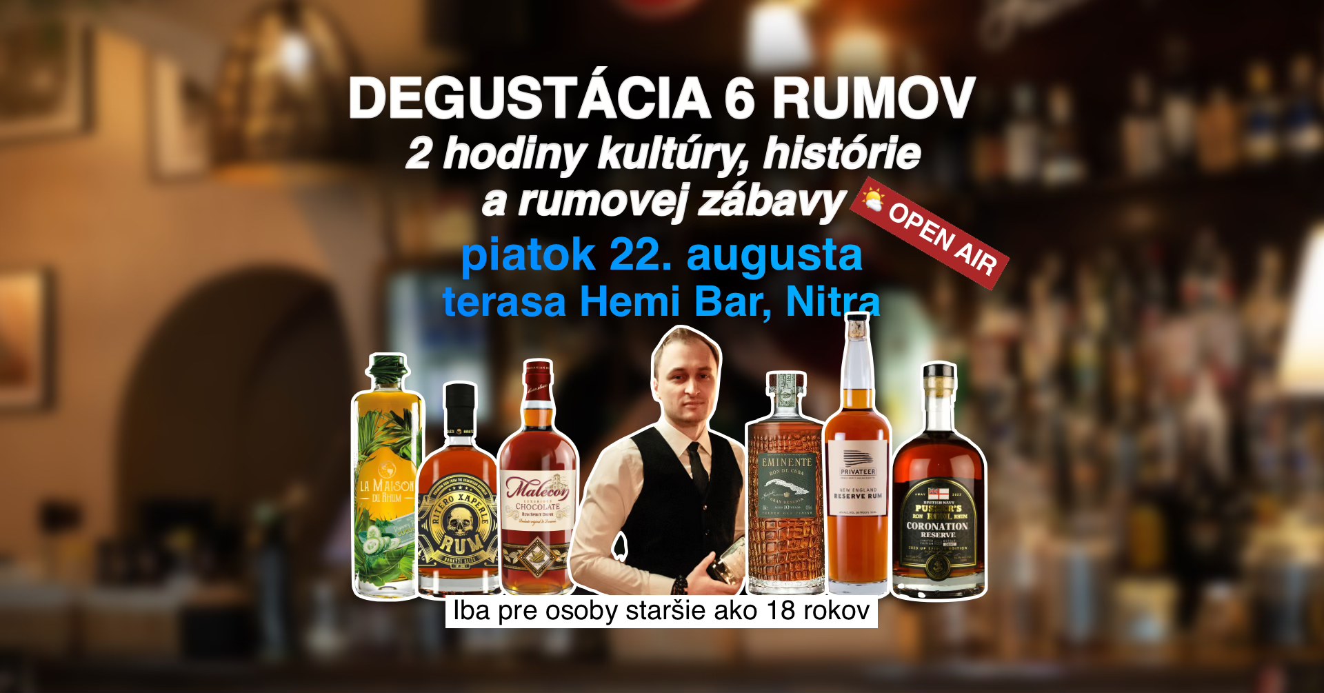 Zážitková Degustácia Rumu v Nitre na terase Hemi Baru - z Nového Anglicka až na Guyanu
