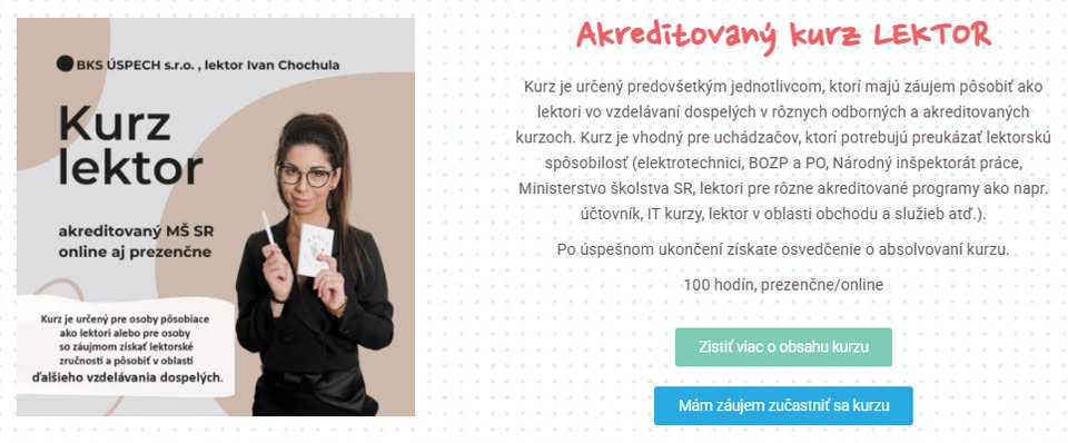 Akreditovaný kurz Lektor