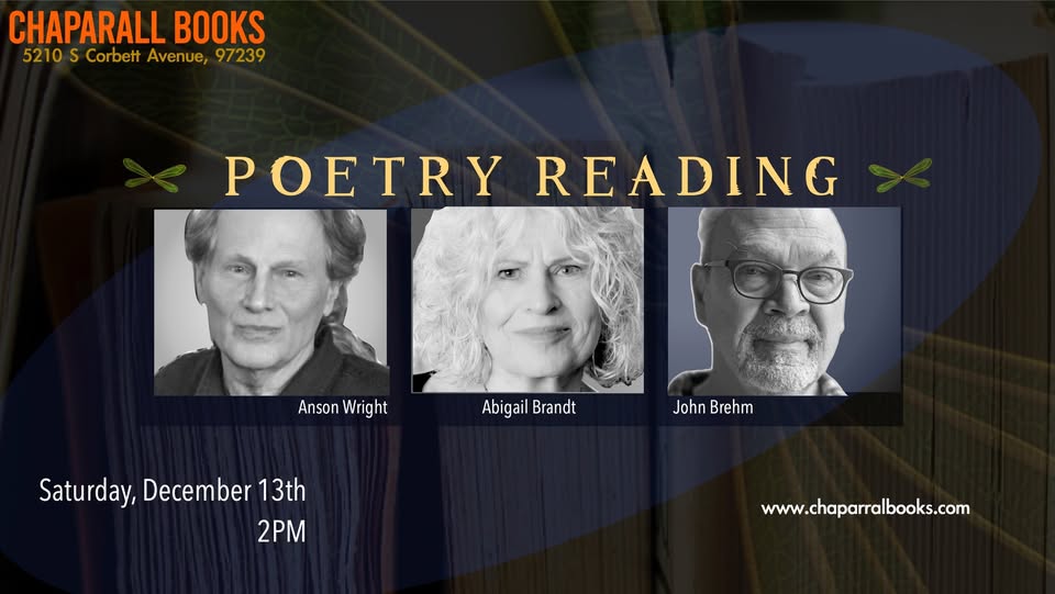 Poetry with Anson Wright, Abigail Brandt, and John Brehm