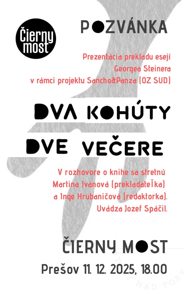 Literárny salón: Dva kohúty. Dve večere | Čierny most