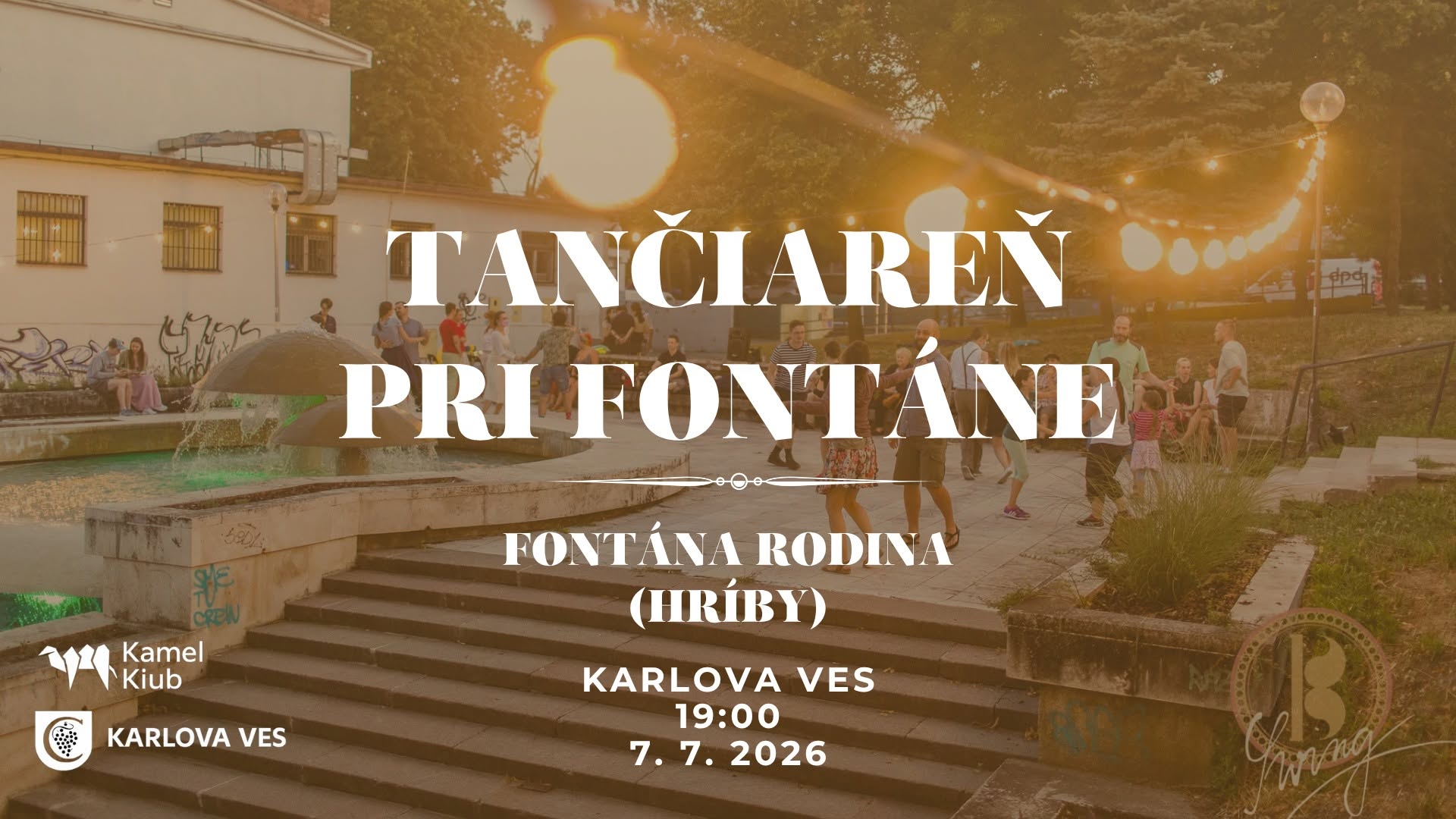 Tančiareň pri fontáne Rodina s B-Swing