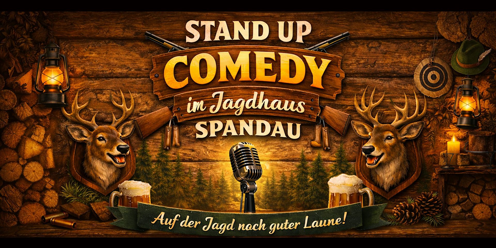⭐Stand Up Comedy im Jagdhaus Spandau ⭐Profi Comedians und Newcomer ⭐Gratis!