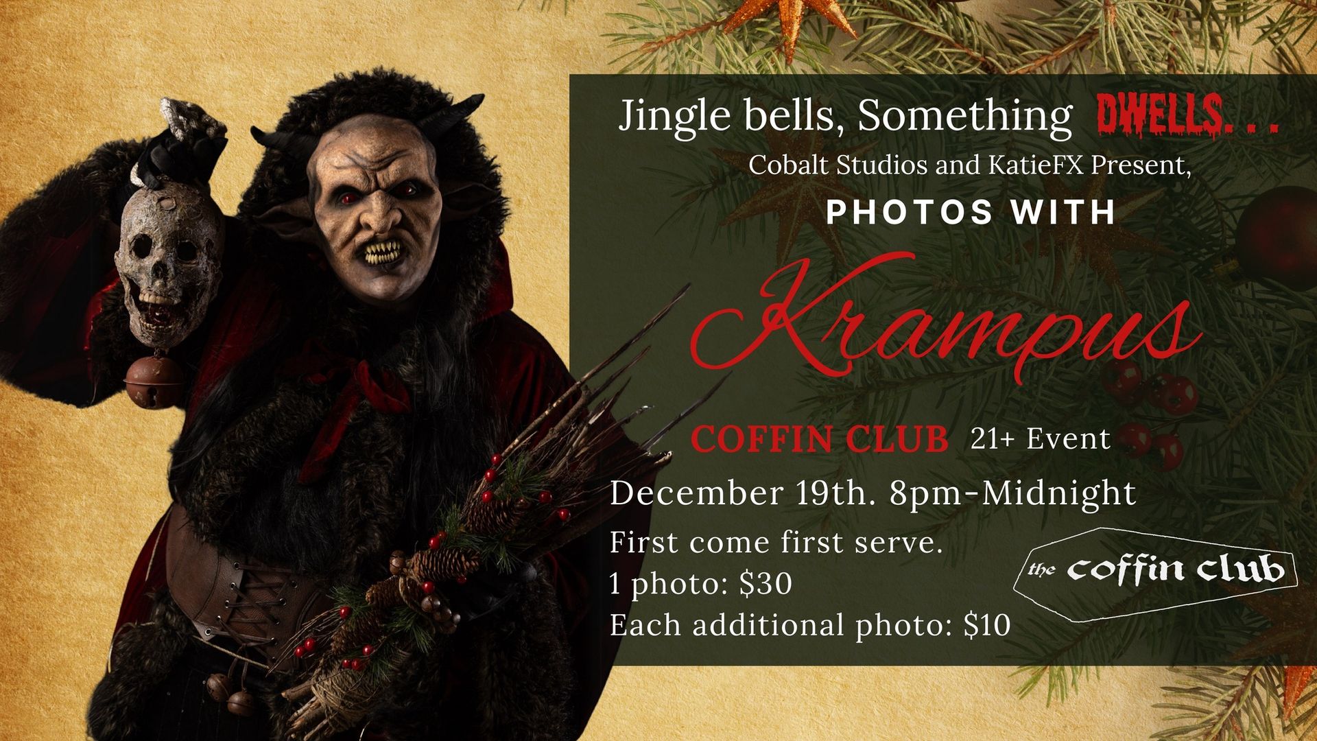 Photos with Krampus at The Coffin Club! (21+)