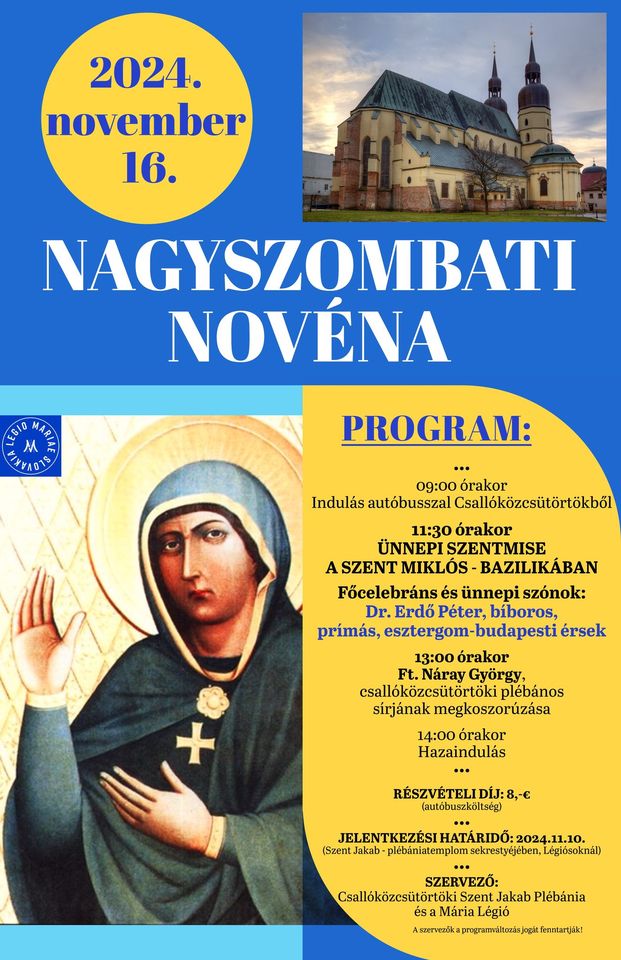 NAGYSZOMBATI NOVÉNA 2024