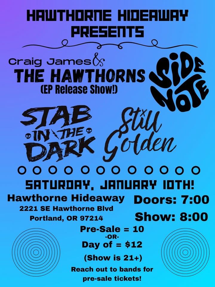 Craig James & The Hawthorns EP Release Show!