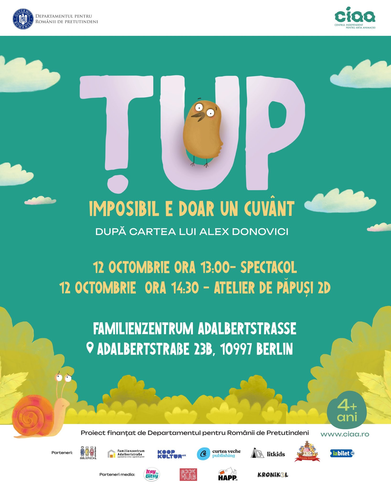 ȚUP - imposibil e doar un cuvânt: spectacol de teatru și atelier de păpuși la Berlin