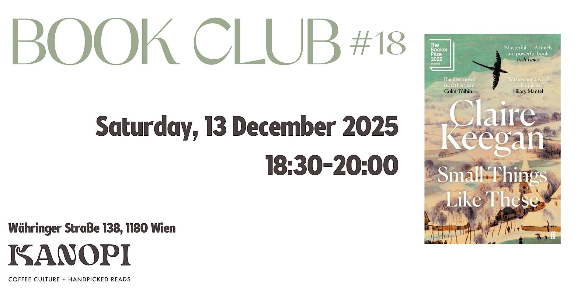 Book Club 18: Small Things Like These by Claire Keegan