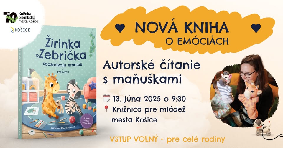 Autorské čítanie s maňuškami v Košiciach (DIVADIELKO) z knihy Žirinka a Zebrička spoznávajú emócie