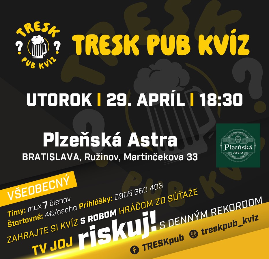 Ružinov - kvíz pre každého v Plzeňskej Astre