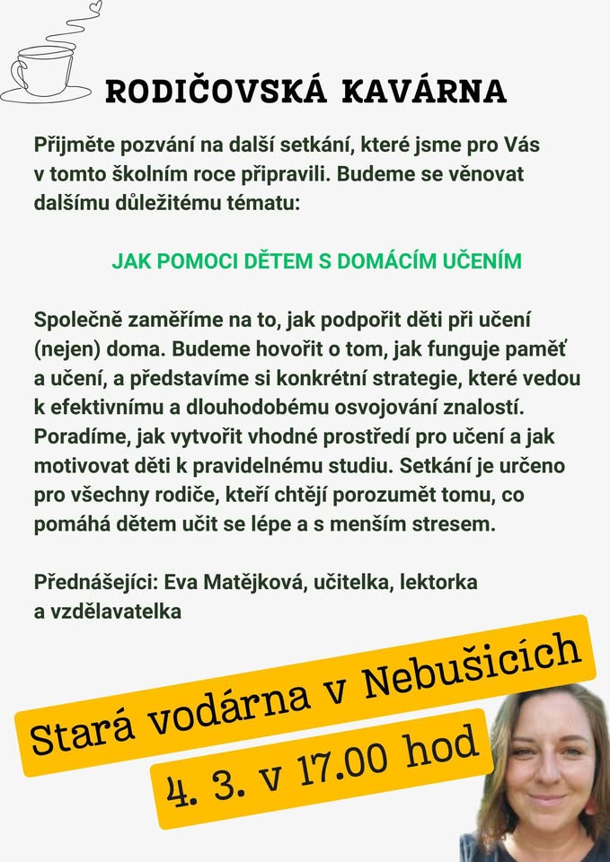 Rodičovská kavárna - Jak pomoci dětem s domácím učením