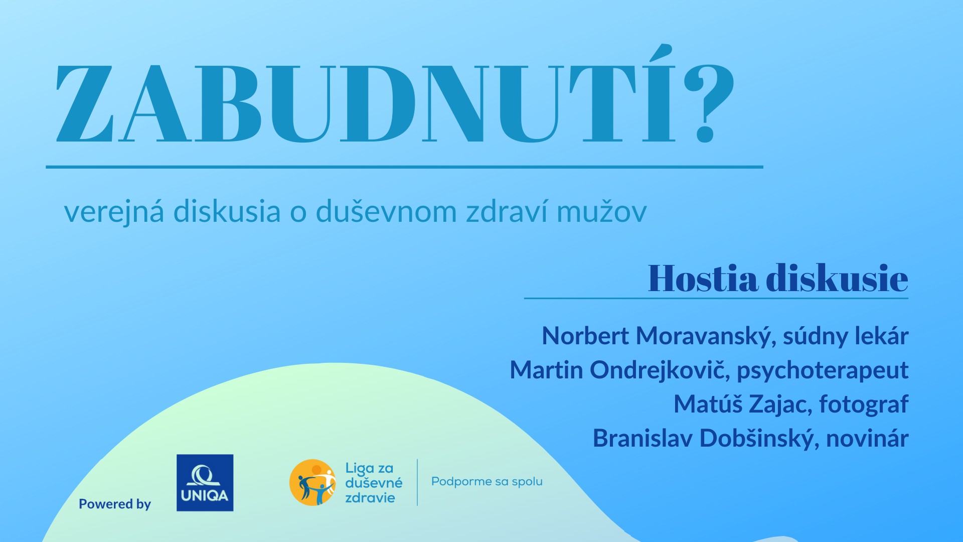 "ZABUDNUTÍ?" verejná diskusia o duševnom zdraví mužov