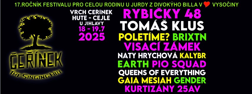 Rodinný festival Čeřínek, u Jurdy z Divokýho Billa, na vrchu Čeřínek u Jihlavy.