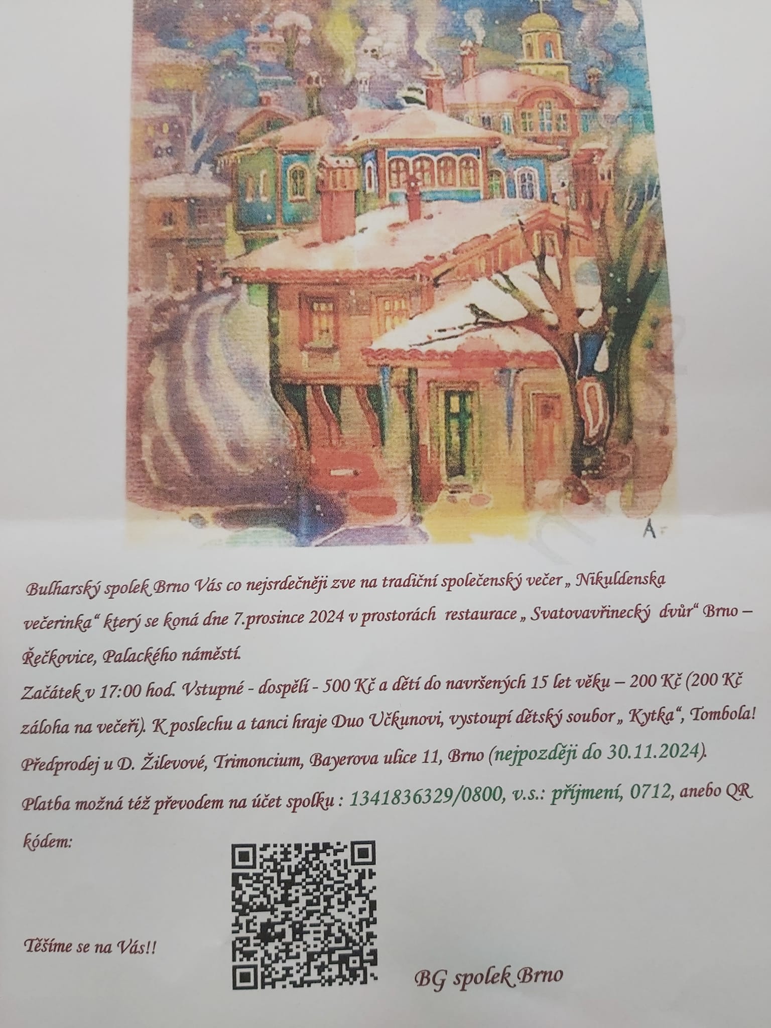 Nikuldenska večerinka ,bulharský večer s živou hudbou
