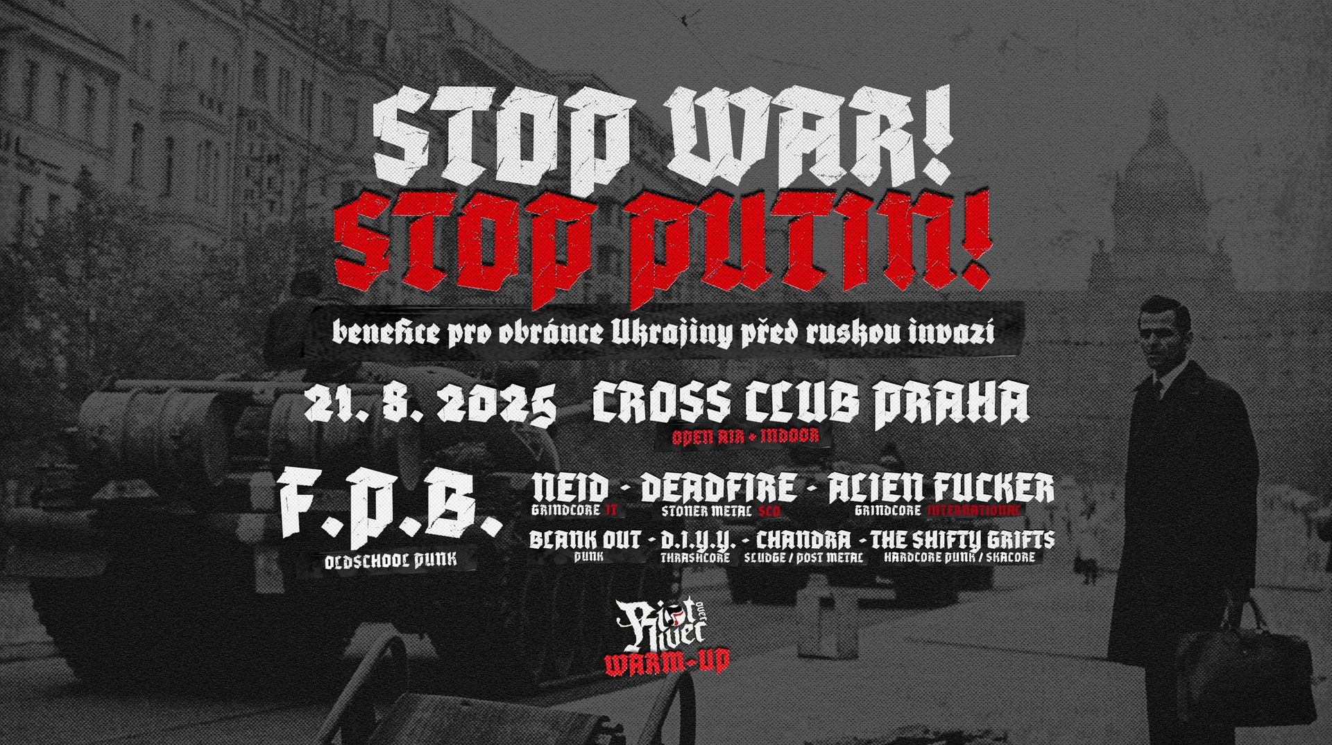 STOP WAR! STOP PUTIN! - vzpomínkový koncert k okupaci 68' a benefice pro obránce Ukrajiny