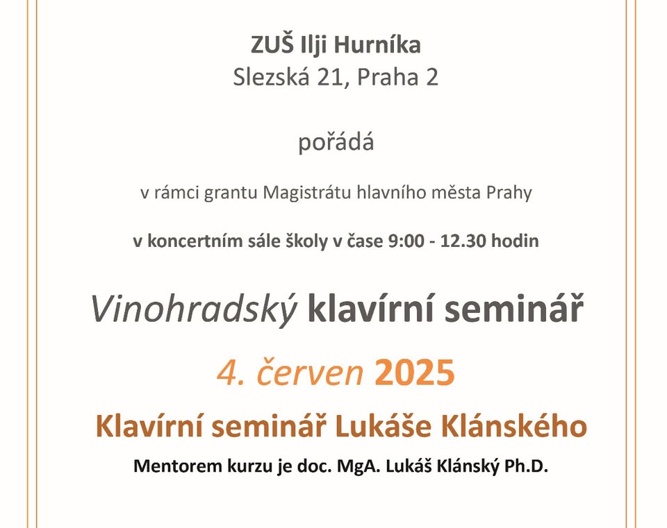 Vinohradský hudební seminář pro pedagogy - Klavírní seminář Lukáše Klánského