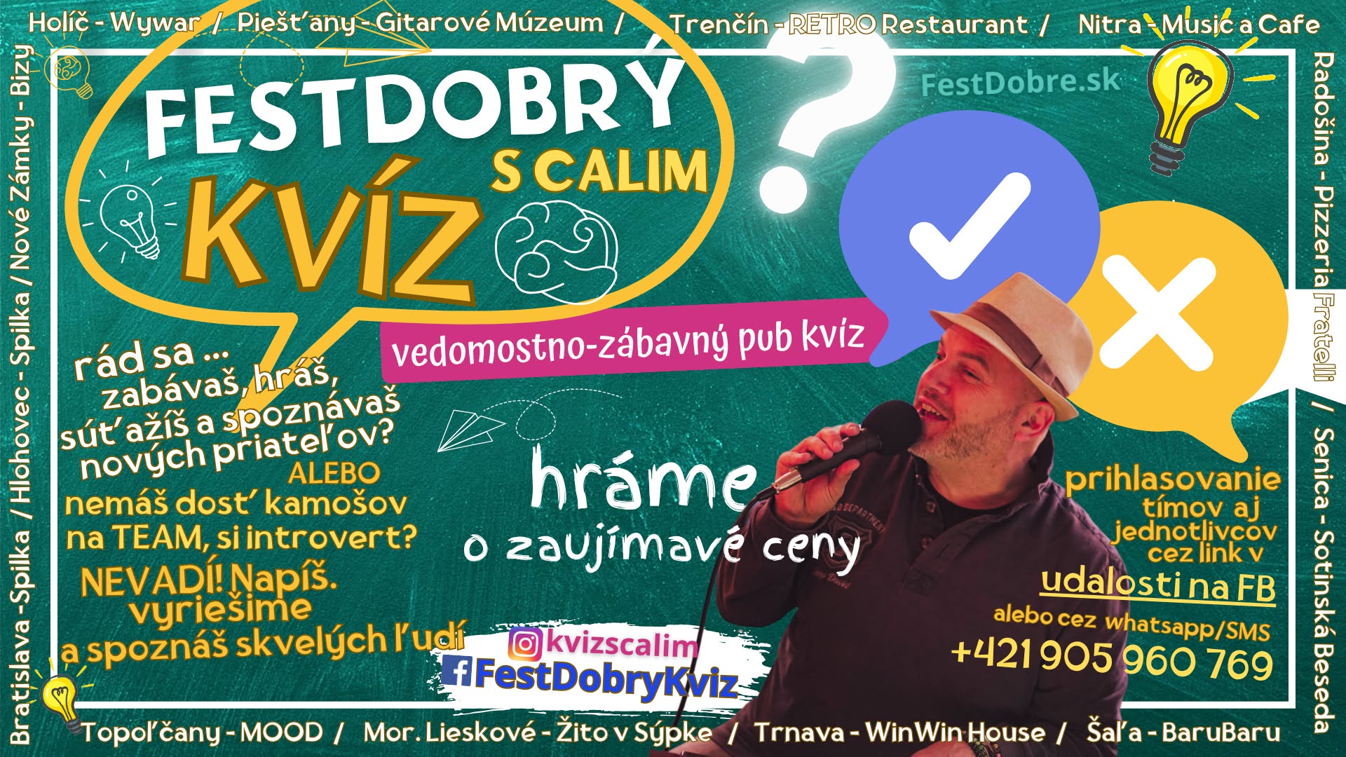 Vedomostno-zábavný FestDobrýKvíz s Calim v Retro Restaurant/Trenčín, Palackého 6403/utorok 12.mája