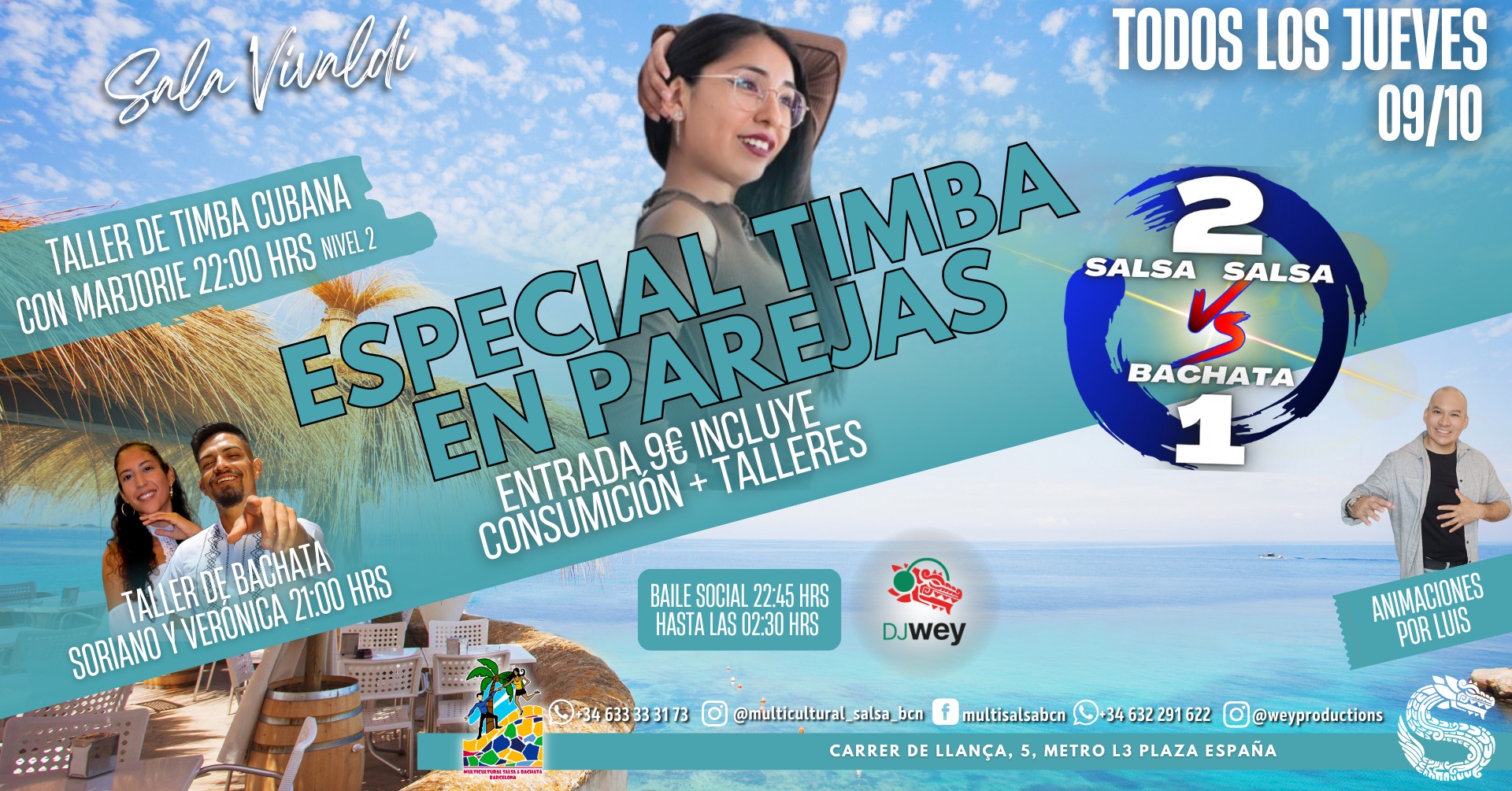 VIVALDI ROOM, SALSA VS BACHATA (2VS1) CUBAN SALSA AND BACHATA WORKSHOPS + SOCIAL