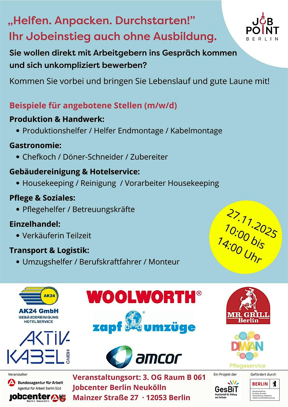 Jobmarkt - November 2025 – “Helfen. Anpacken. Durchstarten!”