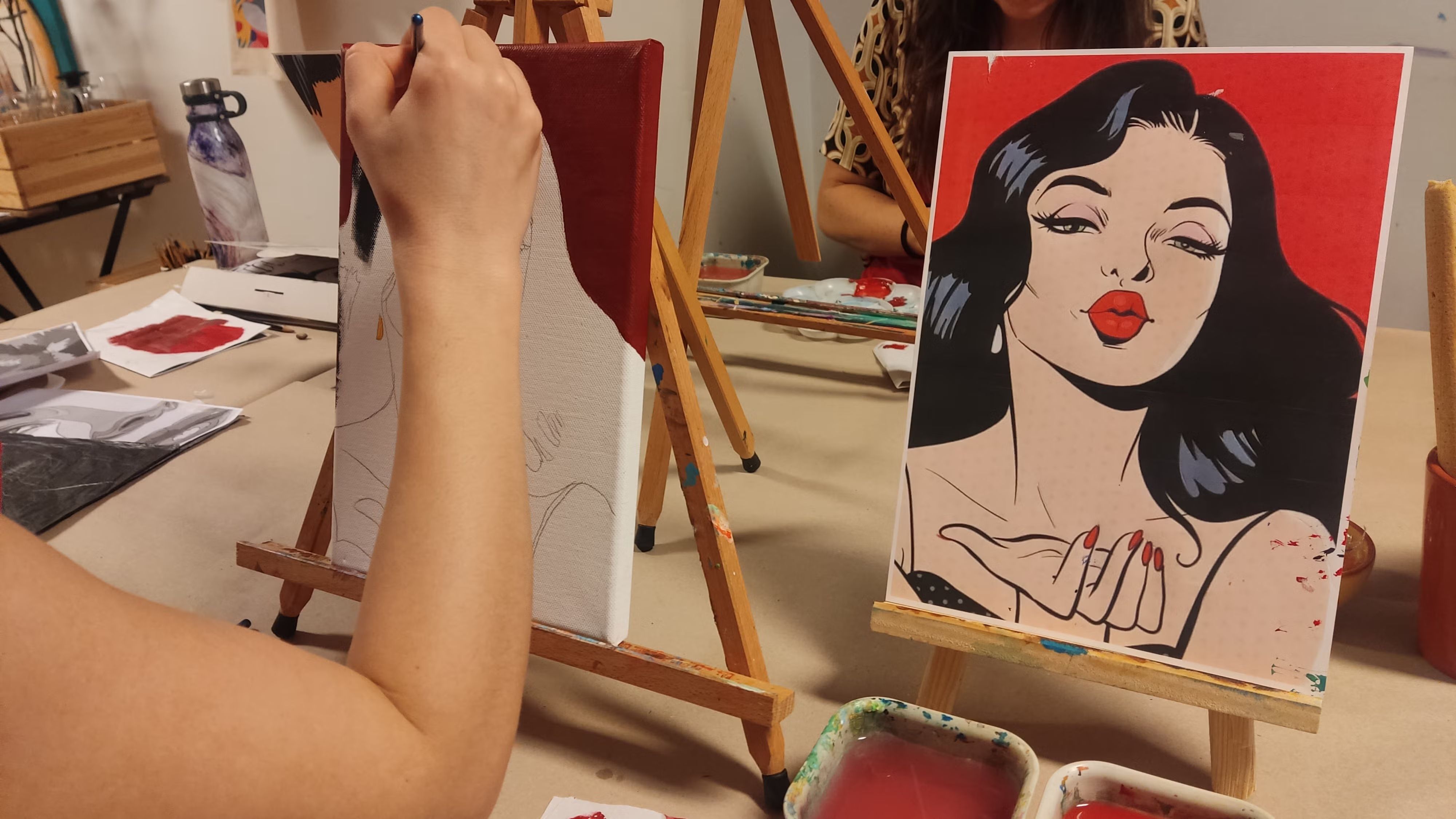 Pop Art & Wine workshop acrylic painting for beginners