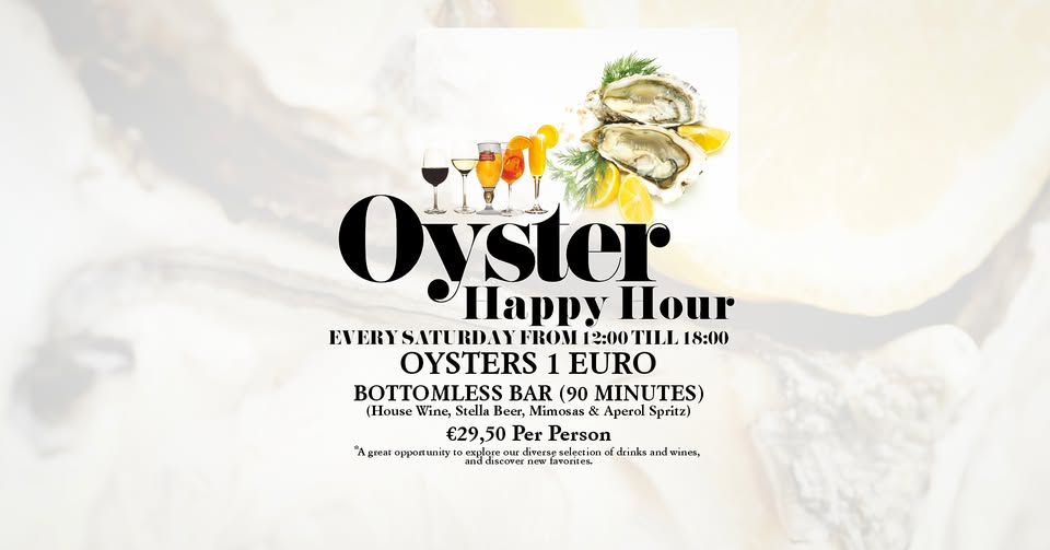 Oyster Happy Hour with Bottomless Bar Option.