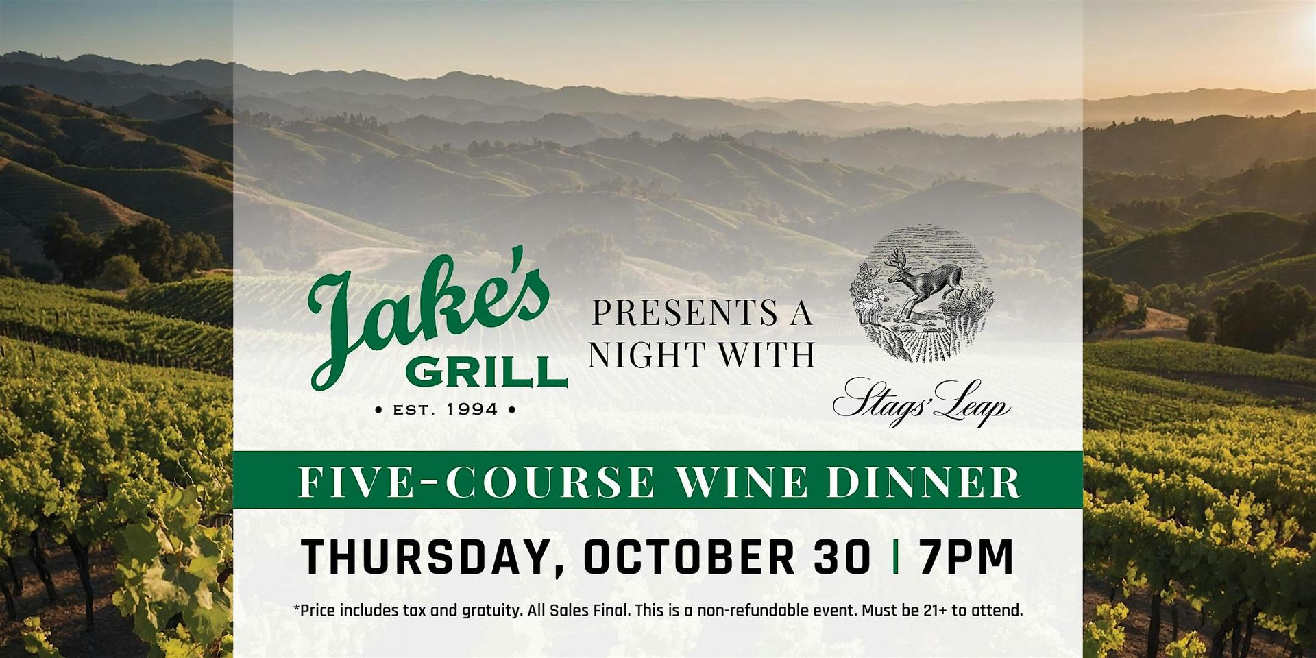 Jake's Grill + Stags Leap Wine Dinner