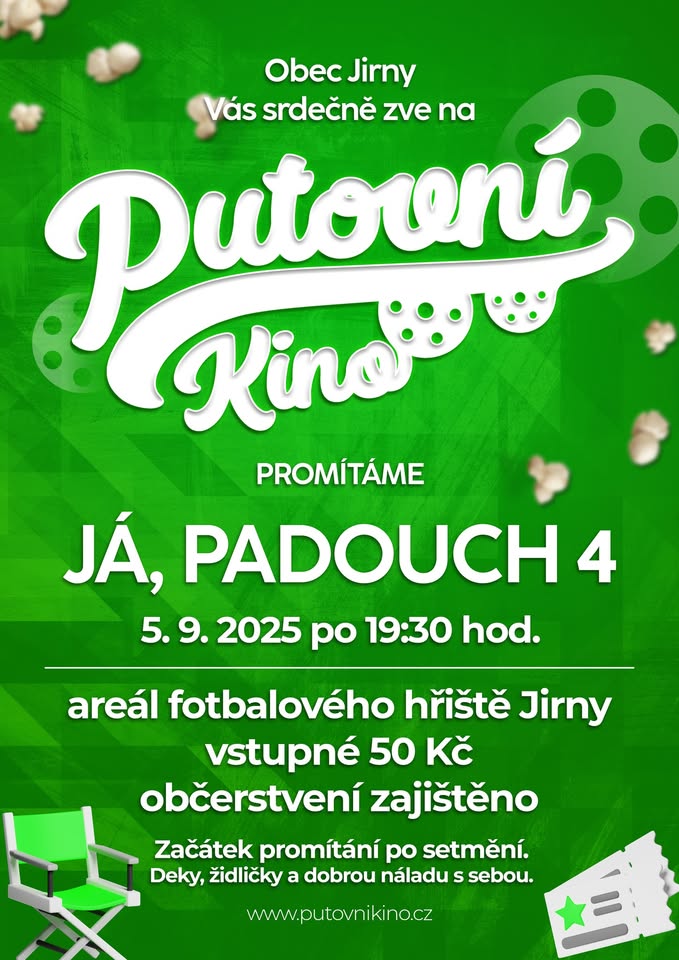 Letní kino - promítání JÁ, PADOUCH 4 - Jirny, fotbalové hřiště