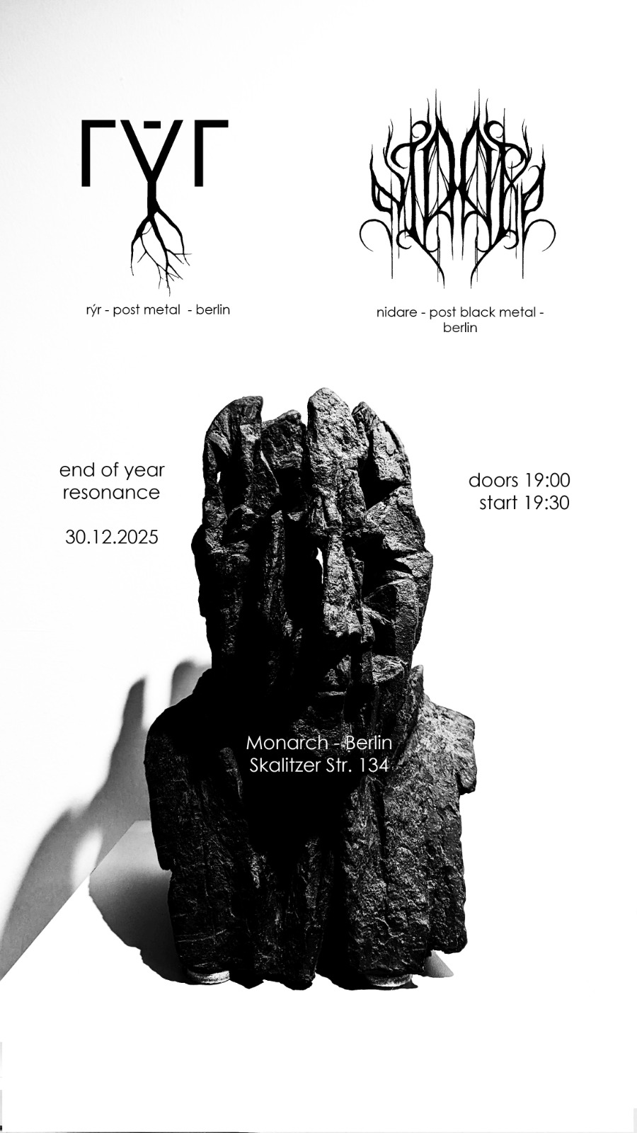 rýr // nidare // live@Monarch Berlin, end of year resonance (post metal/black metal)