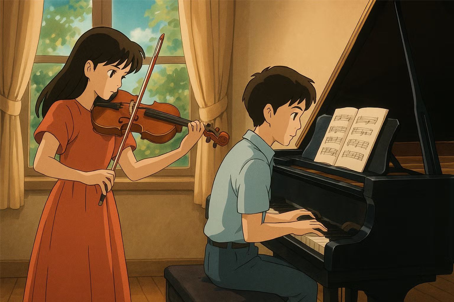Violin and Piano Practice Session