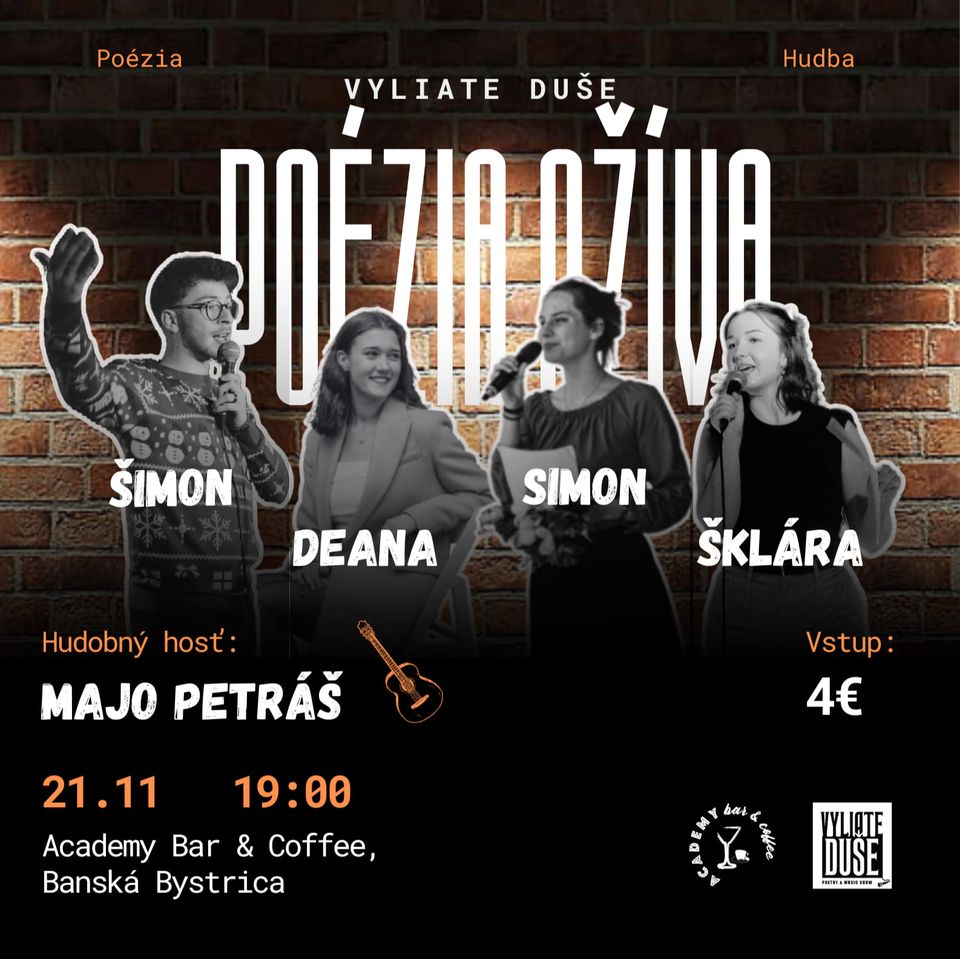 POÉZIA OŽÍVA TOUR | Vyliate duše v Banskej Bystrici